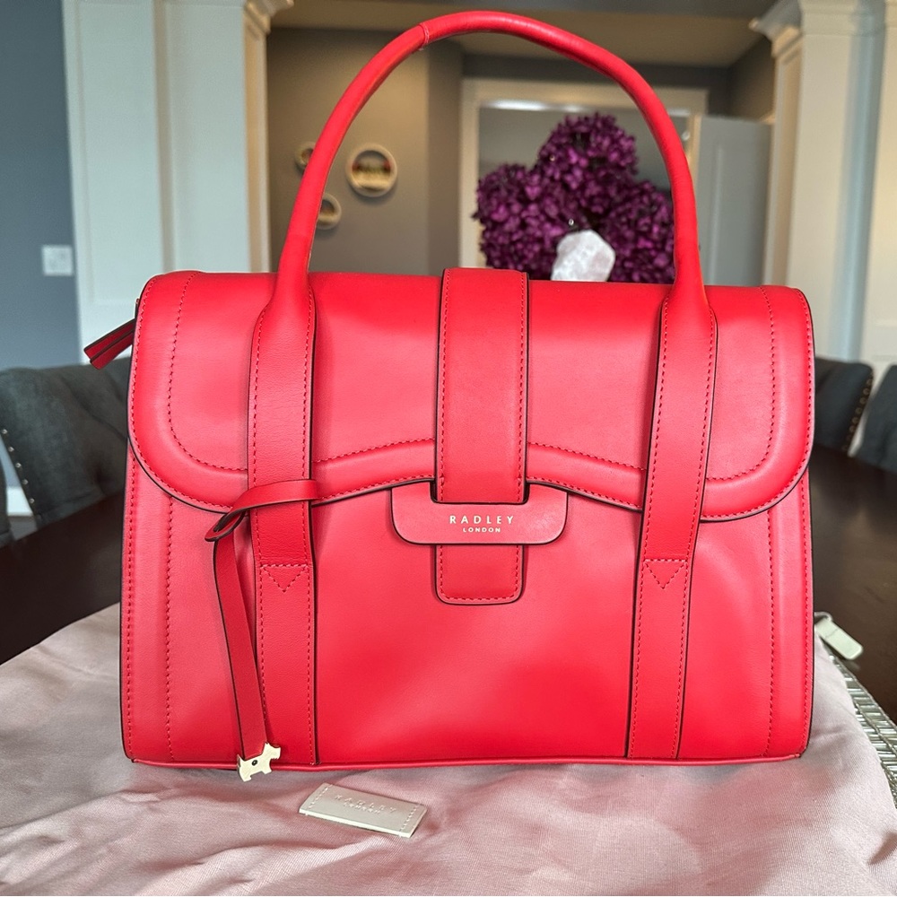 NWOT RADLEY LONDON Red Devonport Mews Leather Tote. Dust bag included!